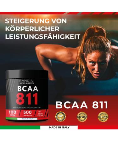 BANDINI BCAA 8:1:1 - Premium Branched-Chain Amino Acids (500 Tablets) | Muscle Building Supplements with Leucine Isoleucine Valine & Vitamins B1 & B6 | High Dose Lactose-Free Pre/Post Workout Support - Buy Online on GoSupps.com