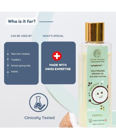 Little Rituals Coconut Baby Massage Oil - Organic Cold-Pressed Dermatologist Tested Safe for Skin & Hair (100 ML - Buy Online on GoSupps.com