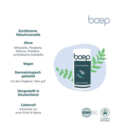 Boep Shower Peeling | Vegan Body Scrub with Organic Sea Salt & Almond Oil | Certified Natural Cosmetics for Men & Women | Exfoliating Body Exfoliator for Healthy Skin (220g) - Buy Online on GoSupps.com