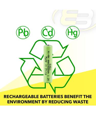 Exell 10-Pack AAA 1.2V NiMH Rechargeable Batteries - 1000mAh Button-Top for Electric Razors & Toothbrushes | International Shipping Available - Buy Online on GoSupps.com