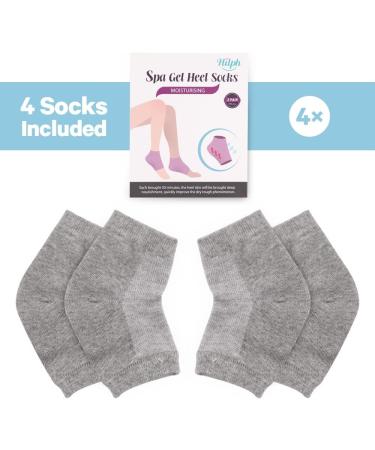 Hilph Gel Heel Socks - Moisturizing Open Toe Foot Care for Cracked Dry Heels - 2 Pairs Gray - Ideal for Men & Women - Buy Online on GoSupps.com