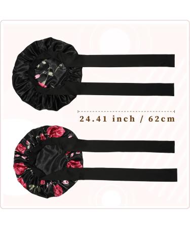 Welrog Satin Hair Hood for Women | Double-Sided Satin Silk Sleep Bonnet | Hair Protection for Night | Flower/Black Design - Buy Online on GoSupps.com