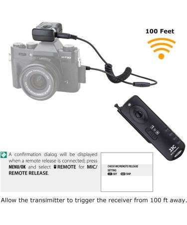 JJC Wireless Remote Control Shutter Release for Fuji X-T5 X-T4 X-T3 X-T2 X-T30 X-T20 & More - Compatible with X100V X-PRO3 X-H1 X-H2 - 50S 50R GFX100 - Buy Online on GoSupps.com