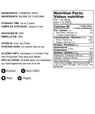 2lb Non-GMO Turmeric Powder - Finely Ground Root, Pure & Kosher - Fragrant Spice with Curcumin - Ideal for Asian, Middle Eastern Dishes & Beverages - Buy Online on GoSupps.com