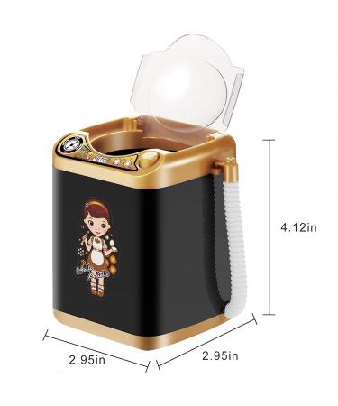 Mini Automatic Makeup Brush Cleaner - Black and Golden Brush Washing Machine for Women and Girls - Buy Online on GoSupps.com