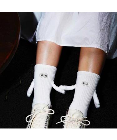 Magnetic Suction 3D Doll Couple Socks - Cute Novelty Gift for Him & Her | Casual Funny Socks 1 Pair White - Buy Online on GoSupps.com