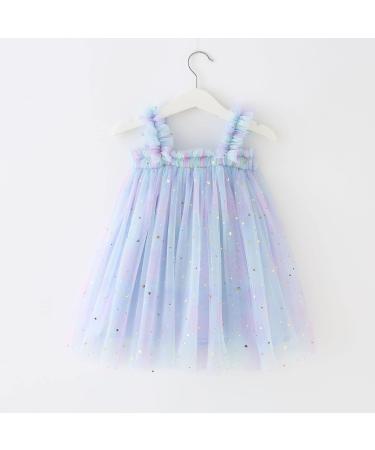 PythJooh Baby Girl Tulle Dress | Sleeveless Butterfly Wings Tutu Princess Dress | 18-24 Months | Starry Blue - Buy Online on GoSupps.com