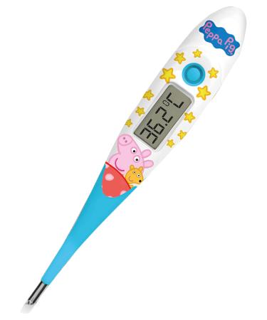 Peppa Pig Digital Thermometer | Oral Underarm use| Large LCD | 10 Second Reading | Fever Alarm | Flexible Tip | Last Temperature Recall | CE Certified | Calms Kids | Made by Jellyworks