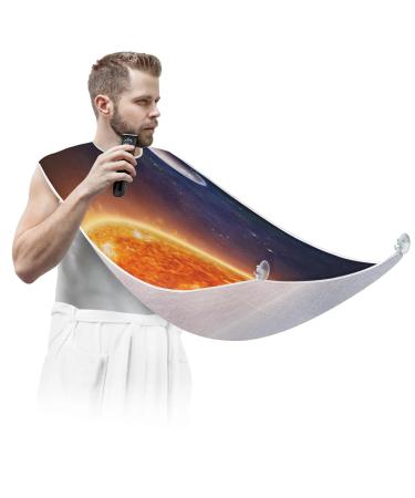 Beard Bib Apron Beard Bib Hair Catcher for Men Shaving and Trimming Non-Stick Waterproof Beard Cape Grooming Cloth Solar System