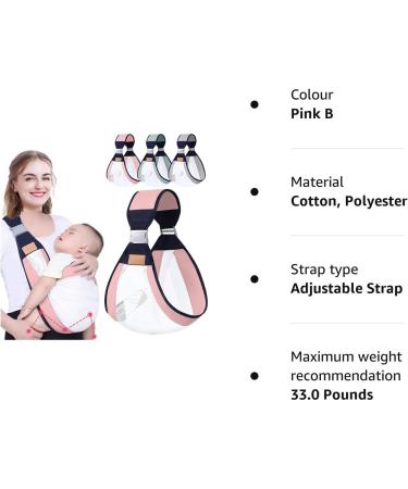 HINATAA Breathable Baby Sling | Adjustable Baby Carrier Wrap with Quick Dry Thick Shoulder Straps | Suitable for 0-36 Months Baby | Pink B - Buy Online on GoSupps.com