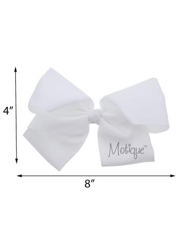 8 Inch White Grosgrain Bow for Women and Girls - Elegant Hair Accessory - Buy Online on GoSupps.com