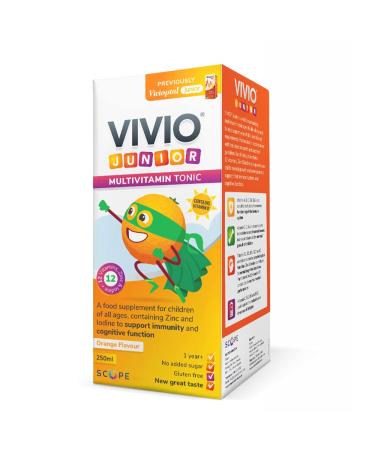 VIVIO Junior Multivitamin Tonic for Kids 12 Added Vitamins Plus Zinc & Iodine to Support Your Child s Immunity & Cognitive Function - Orange - 250ml