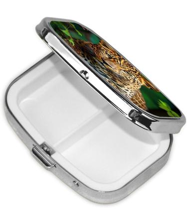Wild Leopard Print 2 Compartment Small Pill Case | Cute Travel Pill Organizer & Purse Pill Box for Gifts - Buy Online on GoSupps.com