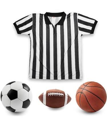 Crown Sporting Goods Men's Official Referee Jersey - Black & White Stripe, Pro-style Uniform for Basketball, Football, Soccer - Size Large - Buy Online on GoSupps.com