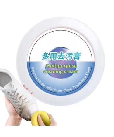 Multi Purpose Cleaner Cream Stain Remover for White Shoes with Sponge | Shoes Stain Remover Cream Yellow Rubbish Remover Cleaner Decontaminate Solid Paste for All Washable Shoes Haoying