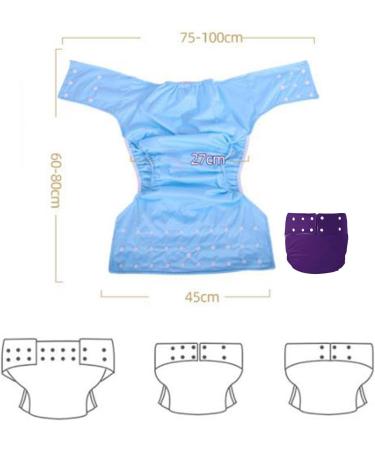 3 Set Reusable Adult Cloth Diapers - Leak-Free Incontinence Protection - Purple 72-92cm - Buy Online on GoSupps.com