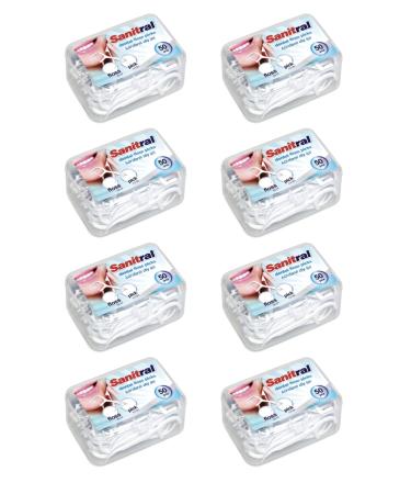 Sanitral tooth flap stick strong dental floss 2-in-1 toothpick with transparent travel case perfect for family hotel travel (400 pieces)