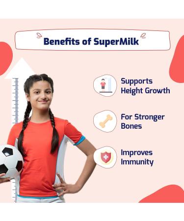 LC SuperMilk Height+ for Girls 13+: 13g Protein Zero Refined Sugar Double Chocolate 400g - Boost Growth & Health - Buy Online on GoSupps.com