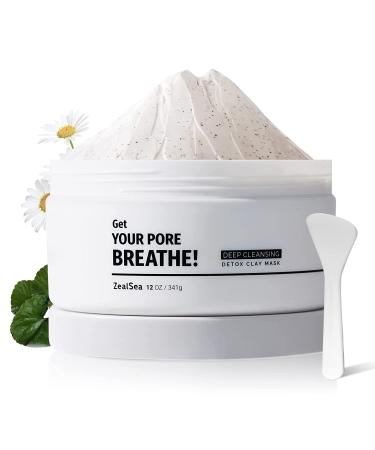 ZealSea 12 OZ Deep Cleansing Clay Mask Exfoliating Face Mask Skin Care Mud Mask for Oil Control Pores Minimizers Blackhead Remover Mask Detox Clay Facial Mask Hydrating Mask for Women/Men