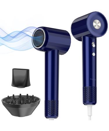 Hair Dryer Fentgo High Speed Ionic Hair Dryer with Diffuser Professonal Blow Dryer 110 000 RPMD for Fast Drying 1500W 4Temps /2Speeds Thermo-Control Hairdryer for Women Home Travel (Blue)