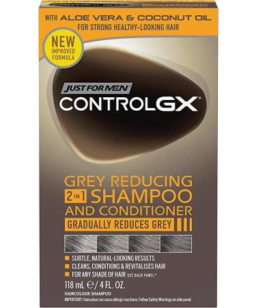 Just for men Control GX - Grey Reducing 2 in 1 Shampoo and Conditioner for Grey Hair New Improved Formula All Shades 118 ml x 3 units - Promo Pack - Buy Online on GoSupps.com