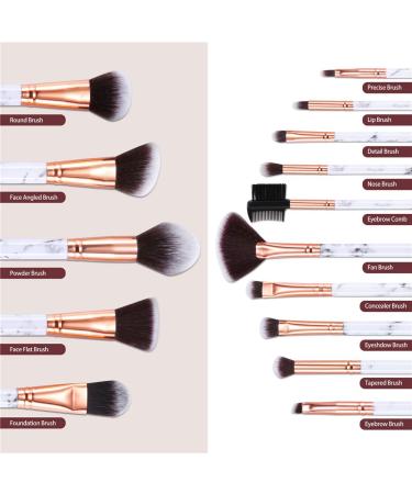 DUAIU Professional 15Pcs Marble Makeup Brush Set - Foundation, Powder, Concealers, Eyeshadow - Exquisite Gift Box - Buy Online on GoSupps.com