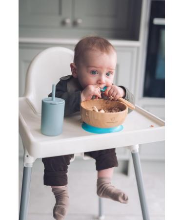 Moon and Moo Bamboo Suction Bowl and Spoon Set - Non-Toxic Baby Weaning Set Blue - Buy Online on GoSupps.com