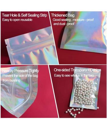 Holographic Resealable Bags - 100 Pack 4x6 Smell Proof Foil Ziplock Pouches for Food Storage & Party Favors - Buy Online on GoSupps.com