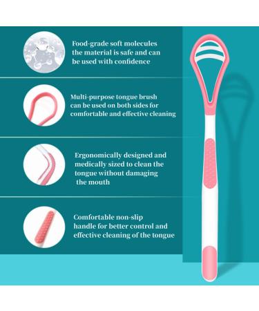 Tongue Brush Set - 5 Pack 2-in-1 Tongue Cleaner & Scraper for Fresh Breath | Silicone Tongue Brush for Adults & Kids - Buy Online on GoSupps.com