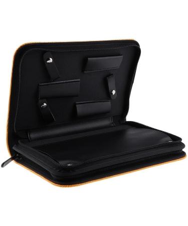 Leather Scissors Salon Hair Barber Shear Hairdressing Holder Pouch Case Bag Simple Classical Style Double Layered Design - Yellow 26 x 17cm - Buy Online on GoSupps.com
