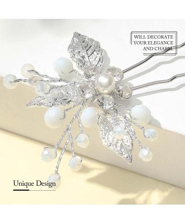Edary Crystal Hairpins for Bride - Elegant Wedding Hair Accessories - Silver Hair Clips (Set of 2) - Buy Online on GoSupps.com