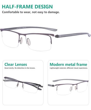 Eyekepper 3 Pack Plastic Half Frame Reading Glasses for Men & Women - Gunmetal +1.75 | Stylish & Comfortable - Buy Online on GoSupps.com