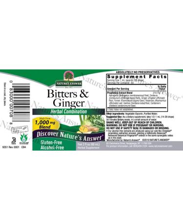 Nature's Answer Alcohol-Free Bitters with Ginger 2oz | Digestive Support for Nausea, Upset Stomach, Gas Relief & Bloating - Buy Online on GoSupps.com