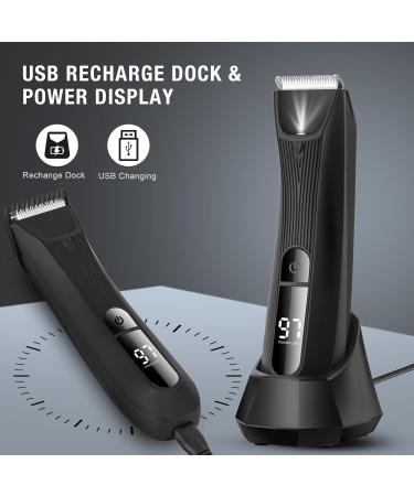 Men's Body Hair Trimmer - Rechargeable Electric Groin Groomer for Private Parts & Pubic Hair - Waterproof Razor with LED Light - Buy Online on GoSupps.com