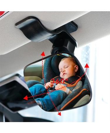 360 Swiveling Baby Car Back Seat Mirror | Adjustable Rear-View Mirror for Safe Travel | Universal Clip-On Design for All Cars - Buy Online on GoSupps.com