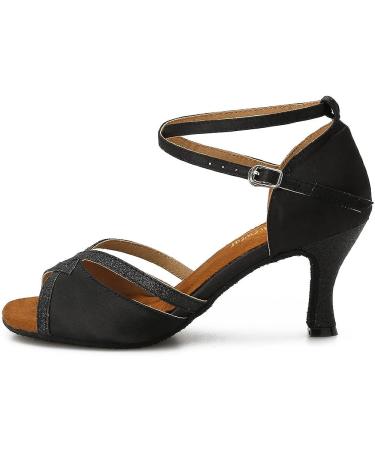 TTdancewear Women Ballroom Dance Shoes Latin Salsa Bachata 8 Black-2.5inch Heels - Buy Online on GoSupps.com