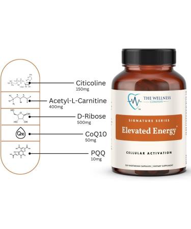 Wellness Company Elevated Energy Supplement - 120 Vegan Capsules Natural Herbal Energy Booster Non-GMO & Gluten-Free 2-Month Supply - Buy Online on GoSupps.com