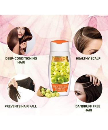 Vaadi Herbals Hair Growth Shampoo Amla Shikakai Hairfall Damage Control Anti Dandruff Shampoo -110 Ml X 3 - Buy Online on GoSupps.com