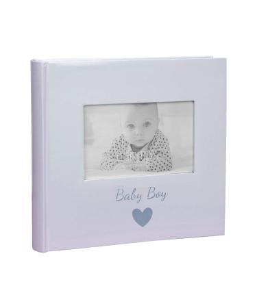 Photo Album 160 4x6 Landscape Pictures - Blue Baby Boy Slip in Photos with Personalising Window