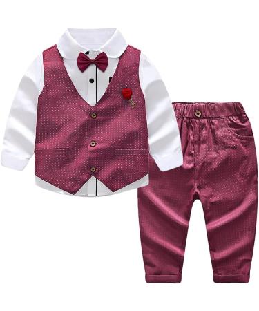 Nwada Boys 4pcs Gentleman Suits Set | Boys Wedding Outfit | Kids Tuxedo in Wine Red | 3-4 Years - Buy Online on GoSupps.com