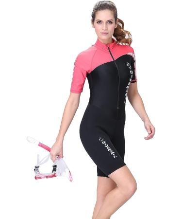 Women's 1.5mm Neoprene Shorty Wetsuit One Piece Swimsuit UV Protection Rash Guard - Red, Small - Buy Online on GoSupps.com