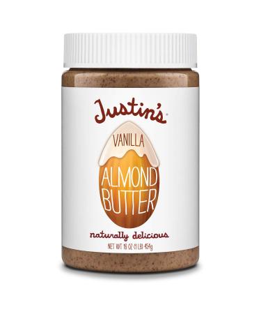 Justin's Vanilla Almond Butter, Gluten-free, Non-GMO, Vegan, Sustainably Sourced, 16 Ounce Jar 1 Pound (Pack of 1)