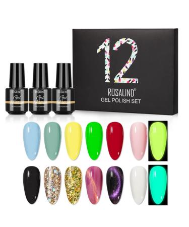 Havilah Semi- Gel Nail Polish 12pcs 7ml UV LED Semi- Nail Polish Luminous Nail Polish for Home and Salon (set11) Set 11