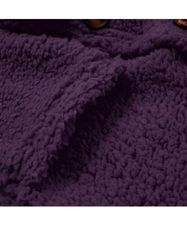 Hanxiulin Women's Fleece Plush Jacket - Warm Fluffy Oversized Winter Coat with Zipper - Long Quilted Parka in Purple - Buy Online on GoSupps.com