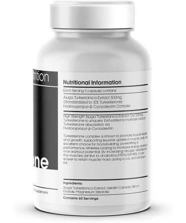 Turkesterone 500mg | Anabolic Testosterone Supplement with Ajuga Turkestanica Extract | Promotes Strength & Muscle Growth - 60 Capsules - Buy Online on GoSupps.com