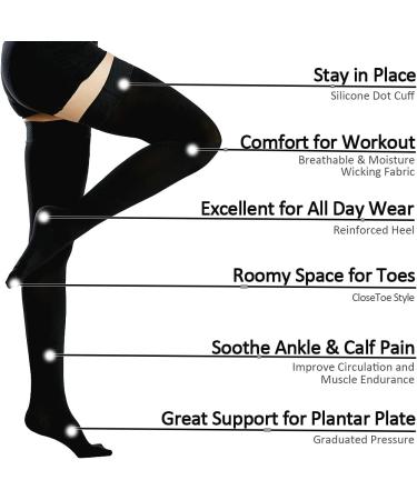 Ailaka Thigh High 20-30 Mmhg Compression Stockings for Varicose Veins & Edema - Small, Black (1 Pair) - Buy Online on GoSupps.com