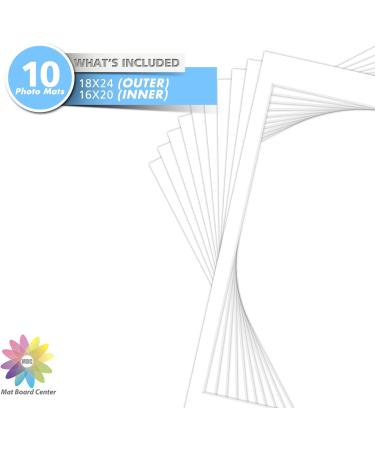 Mat Board Center 18x24 White Photo Picture Mats (10 Pack) - Acid Free, 4-ply Thickness, White Core - Ideal for Pictures and Photos Framing 16x20 - Buy Online on GoSupps.com