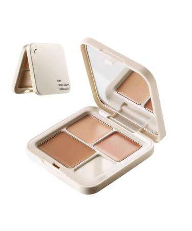Mimoqk 3-Color Cream Contour Palette - Full Coverage Concealer Natural Shade | Long-Lasting Foundation Concealer for Blemishes Redness and Skin