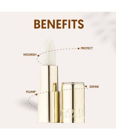 GOLD COLLAGEN Lip Volumiser - Anti-Ageing Lip Balm with Castor Oil Coconut Oil Vitamin E & Marine Collagen - Super Moisturising Lip Plumper with Beeswax for Healthier & Plumper Lips - Pearl Effect - Buy Online on GoSupps.com