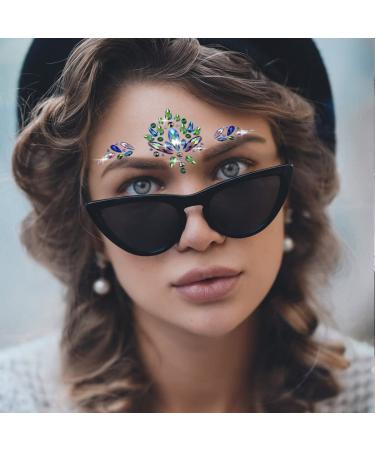 St Patrick's Day Crystal Face Stickers - Green Mermaid Glitter Gems for Women and Girls - Buy Online on GoSupps.com